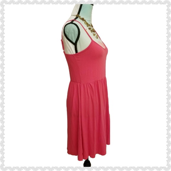 5 More Minutes Spaghetti Fit & Flare Dress Pink L - Picture 2 of 9